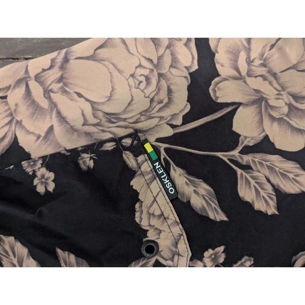 Osklen Mens Floral Black And Tan Floral Drawstring Swim Athleisure Shorts Sz L